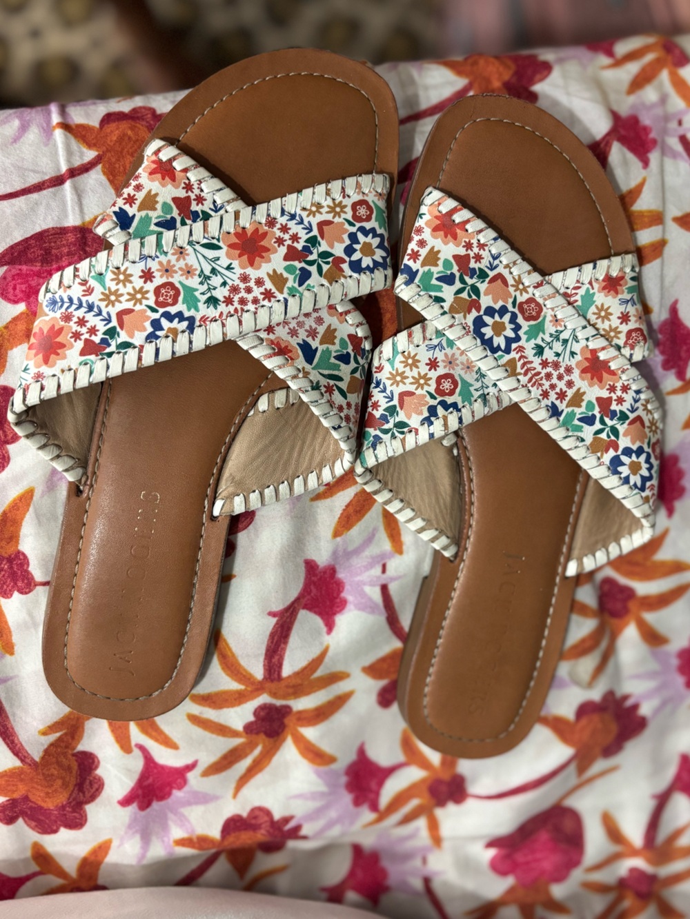 Jack Rogers Floral Cross-Strap Slide Sandals ✨